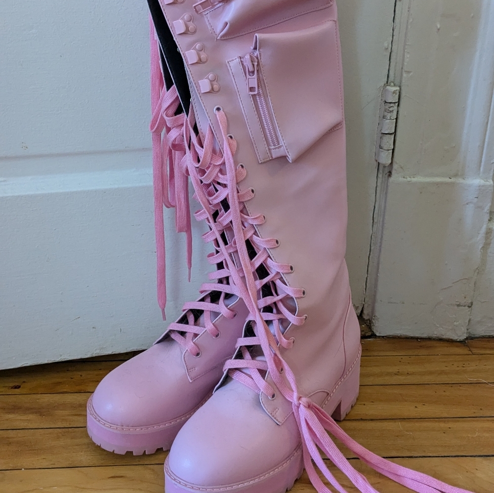 Knee high combat boots